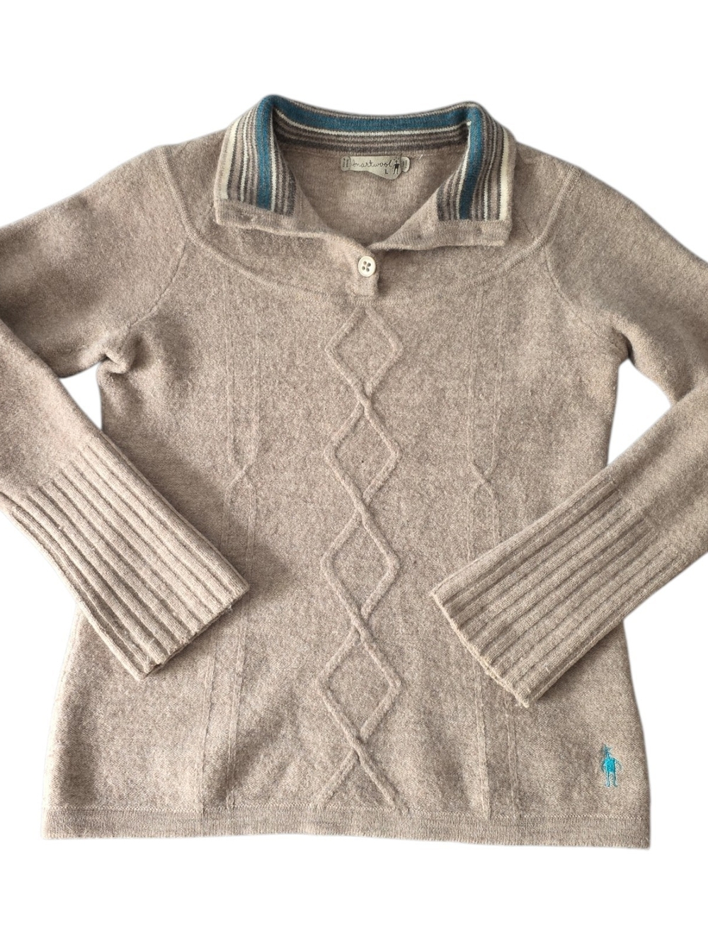 Smartwool 100% Merino Wool Sweater L Fits S/M Taupe Argyle